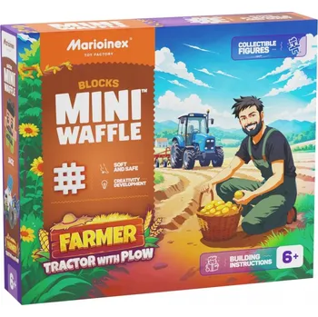 ostatní stavebnice Marioinex stavebnice WAFFLE mini FARMER - Traktor s pluhem, 50 dílků