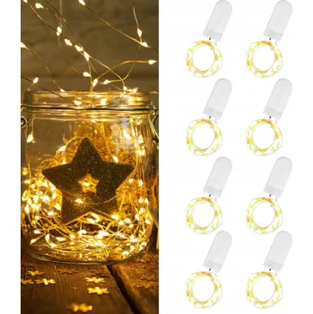 Vánoční dekorace Světelný řetěz Světýlka na stromeček Baterie Drátky Teplá bílá 20LED 1,6m