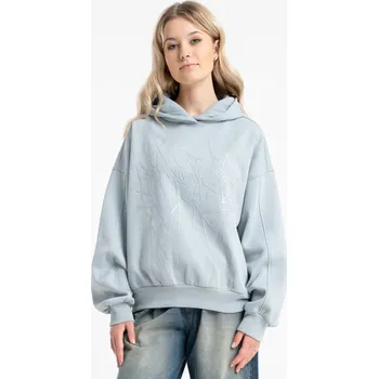 Dívčí mikina Reporter Young | Dívčí světle modrá zateplená mikina BOXY s kapucí a abstraktním potiskem - Barva SVĚTLE MODRÁ, Velikost 164/170 253-0551G-11-420-1