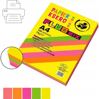 Kancelářský papír Kancelářský papír A4 75g, mix neonových barev, 100 ks