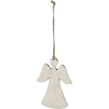 Závěsná dekorace anděl, stříbrná, 8x6x0,5cm