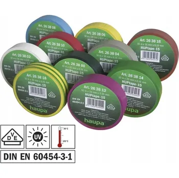 Izolační páska Izolační Páska VDE PVC 19mm x 20m Duhová Sada 10 Ks Samozhášecí HAUPA