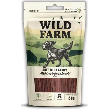 Pamlsek pro psa WILD FARM Měkké stripsy z kachny 80g psí pamlsek