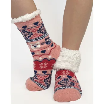 Dámské ponožky Dámské vlněné termo ponožky SOVA růžové, VELIKOST 39 - 42