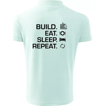Pánská košile Build eat sleep repeat - cihly - Polokošile pánská Pique Polo 203 - 4XL ( Frost )