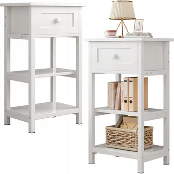 Noční stolek Noční stolek Rebiko bílý skandinávský 1 šuplík 45x30x68 cm