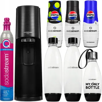 Výrobník sody Výrobník sody Sodastream Terra černý, 3 lahve + 3 sirupy