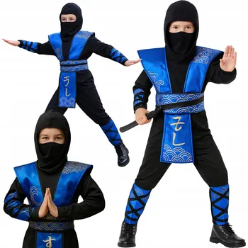 Karnevalový kostým Kostým Ninja Ninjago SUBZERO Sub Zero Modrý Mortal Kombat 110-120 cm.