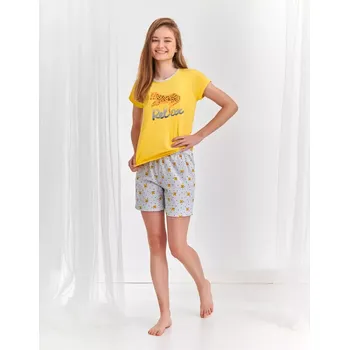 Taro, dívčí pyžamo 2383/1-Eryka, krátký rukáv, žlutá, vel. 158