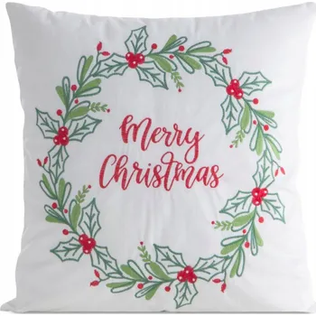 Povlak na dekorativní polštářek Dekorativní povlak na polštář 45x45 cm bílý, vánoční, z veluru