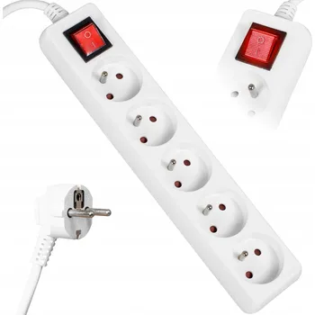 Napájecí kabel Prodlužovací Kabel přívod Vayox 1,5 m 5 ks bílý