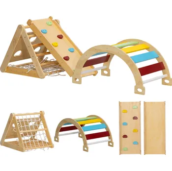 Dětské hřiště AIYAPLAY Lezecká věž, 7v1 Lezecký trojúhelník se skluzavkou, Lezecký oblouk, Vícebarevný