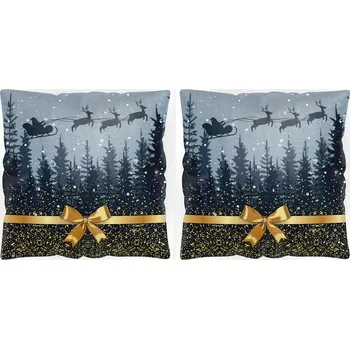 Povlečení 2x POVLEČENÍ NA POLŠTÁŘ 40x40 VÁNOČNÍ POVLEČENÍ DEKORATIVNÍ SVÁTEČNÍ POVLAČEK