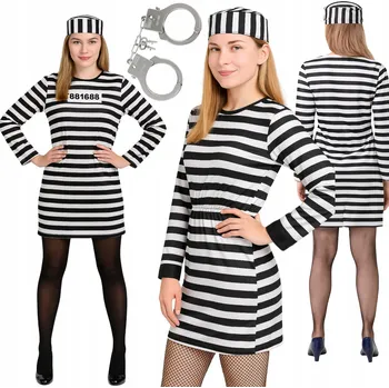 Karnevalový kostým Sada vězeňská uniforma + pouta