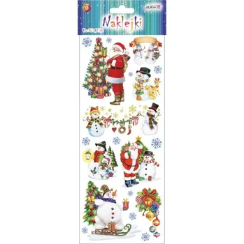 Vánoce Nálepky Vánoční 16ks 12x30cm,Sněhulák na saních