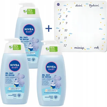 Dětský šampon Nivea Baby 2v1 gel na mytí a koupel a šampon pro děti 500 ml x3 + deka