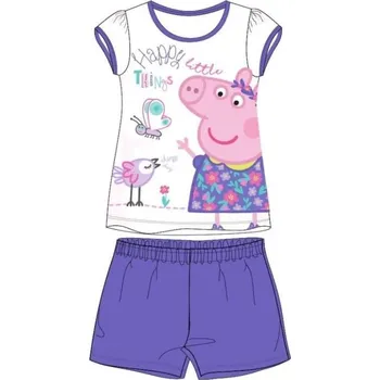 Dívčí pyžamo Eplusm Dívčí pyžamo PEPPA PIG motýl a ptáček krátké Barva: Bílofialová, Velikost: 92