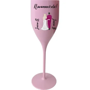 Sklenice Personalizovaná nerozbitná prosecco sklenice s novomanželským párem