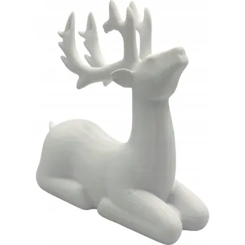 Vánoční dekorace Vánoční figurka Ležící jelen Sob Dekorace Vánoční ozdoba Bílý