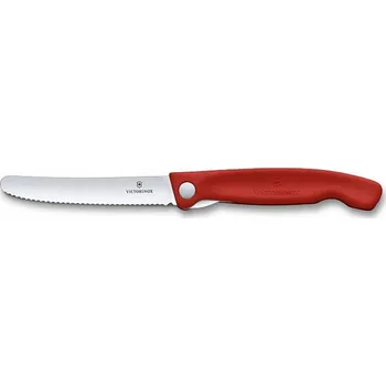 Kuchyňský nůž VICTORINOX Skládací Nůž s pojistkou 6.7831.FB, zoubkovaná čepel 11 cm, červený