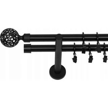 Garnýž GARNÝŽ DVOJITÁ GARNÝŽ ČERNÁ S KOLEČKY KOVOVÁ LOFT MOON 19mm/200cm