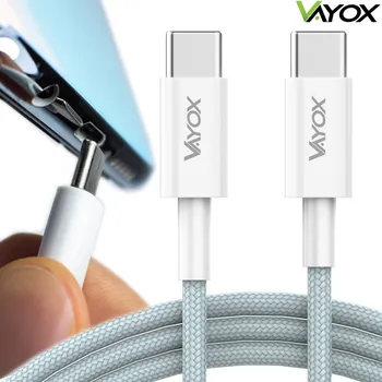 Datový kabel Kabel Vayox USB-C - USB-C, 1 m, šedý