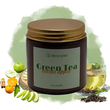 Svíčka Sójová vonná svíčka ZELENÝ ČAJ & CITRUSOVÉ JABLKO 120 ml Přírodní svíčka