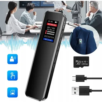 IP kamera DIGITÁLNÍ DIKTAFON PROFESIONÁLNÍ 1536 kb/s 64GB ŠPIONÁŽNÍ MP3 DETEKCE ZVUKU