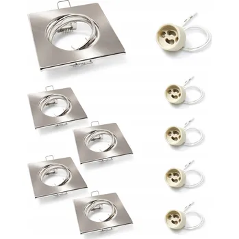 Bodové svítidlo SADA 5x HALOGENOVÉ ZÁPUSTNÉ SVÍTIDLO POHYBLIVÉ SATÉN + PATICE GU10