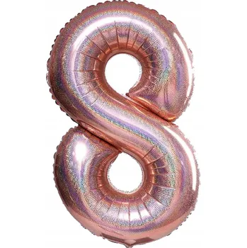 Balónek Fóliový balónek ČÍSLICE 8, růžové zlato s třpytkami, velký 100 cm, na heliové narozeniny