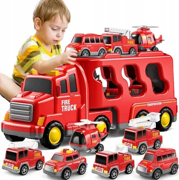 autíčko Hasičské auto GZ TRADE1 červené se zvukem a LED světlem 7v1