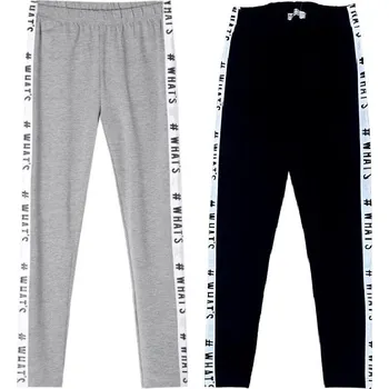 Dívčí legíny GLO-STORY bílý lampas s nápisem Barva: Šedá, Velikost: 134