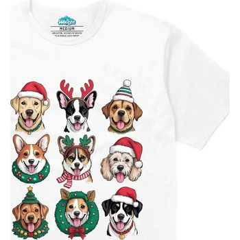 Pánské tričko Pánské tričko Vánoční Psí Koláž (Velikost: S, Barva: Bílá)