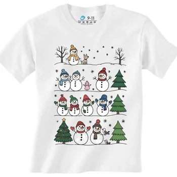 Chlapecké tričko Dětské tričko Vánoční Sněhuláci (Velikost: 3-4, Barva: Bílá)