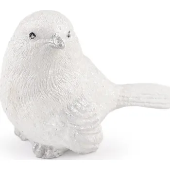 Vánoční dekorace Dekorace ptáček s glitry Varianta: 7 bílá glitry, Balení: 1 ks