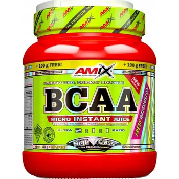 Aminokyselina BCAA aminokyseliny Amix v prášku s pomerančovou příchutí 1000 g, bez aspartamu