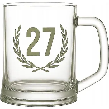 Sklenice Pivní sklenice na pivo, korbel, půllitr výroční 27 let pískovaný