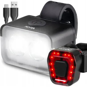 Cyklosvítilna OSVĚTLENÍ NA KOLO SVĚTLO PŘEDNÍ + ZADNÍ ČERVENÉ SILNÉ USB-C VAYOX