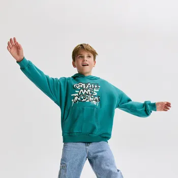 Chlapecká mikina Reserved - Bavlněná mikina s kapucí - zelená - 923FJ-77X - 923FJ-77X-146