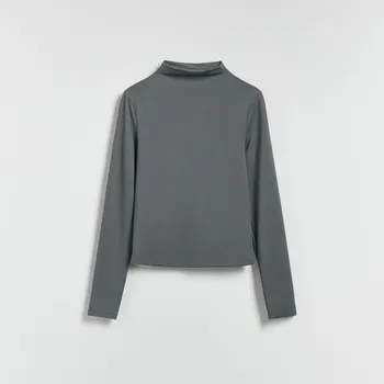 Dámské tričko Reserved - Longsleeve s rolákem - středně šedá - ZI723-85X - ZI723-85X-L