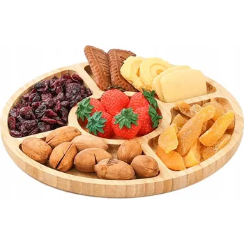 Bambusový podnos snídaňový dekorativní s 5 přihrádkami 25x1,5 cm