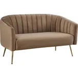 Designový 2-sed, hnědá Velvet látka/gold chrom-zlatý, BAGY