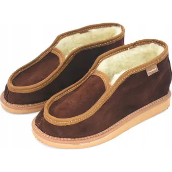 Pánské pantofle Pánské horské bačkory, teplé Papuče z kůže a vlny, velikosti 36-46, PanSzew