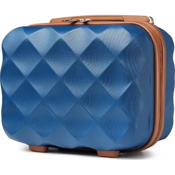 Kosmetický kufr KONO ultralehké skořepinové toaletní pouzdro - ABS/polykarbonát - navy/hnědá- 10L K2395L