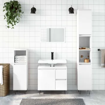Koupelnový nábytek 3dílný set koupelnového nábytku bílý kompozitní dřevo IM_3190221