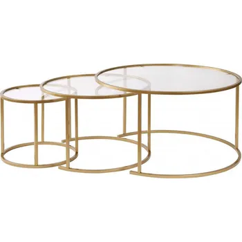 Konferenční stolek Aurum sada tří konferenčních stolků, zlatá / transparent