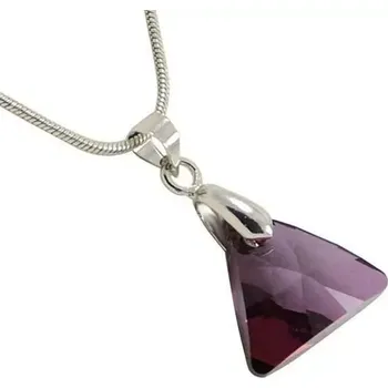 Náhrdelník Swarovski Elements Xilion Triangle krystal 12mm - Stříbrný náhrdelník (přívěsek + řetízek) visací fialový trojúhelník 39174.2 Lilac Shadow (fialová, vínová, bordó, růžovo zlatá, duhová)