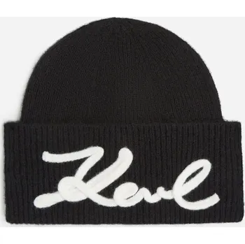 Klobouk ČEPICE KARL LAGERFELD K/SIGNATURE CROCHET BEANIE BLACK