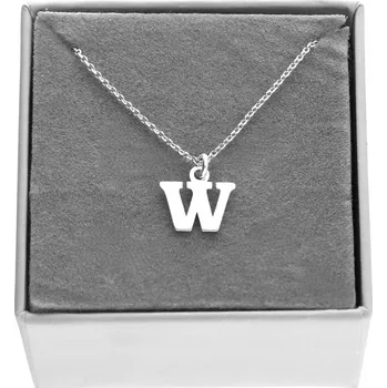 Náhrdelník Stříbrný náhrdelník řetízek s písmenem W, písmeno W, stříbro 925, 45 cm