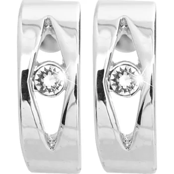 Módní doplněk JSB bijoux s.r.o. Náušnice kreole z bižuterní slitiny s kosočtvercovým výřezem a s krystalem Swarovski Crystal